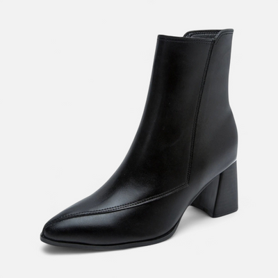 Women's Pointed Toe Slim Boots - Slender Silhouette, Timeless Elegance