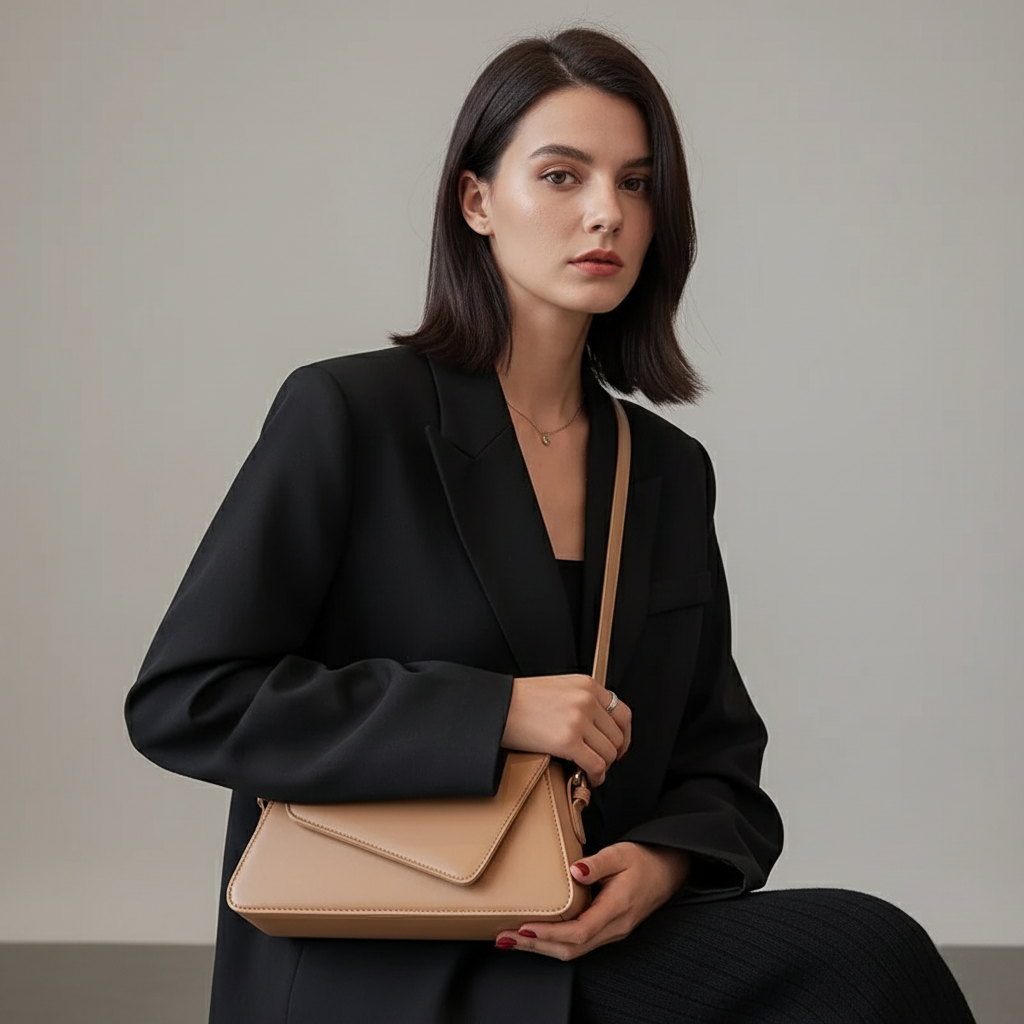 PU Leather Flap Crossbody Bag – Compact & Secure – For Day to Night