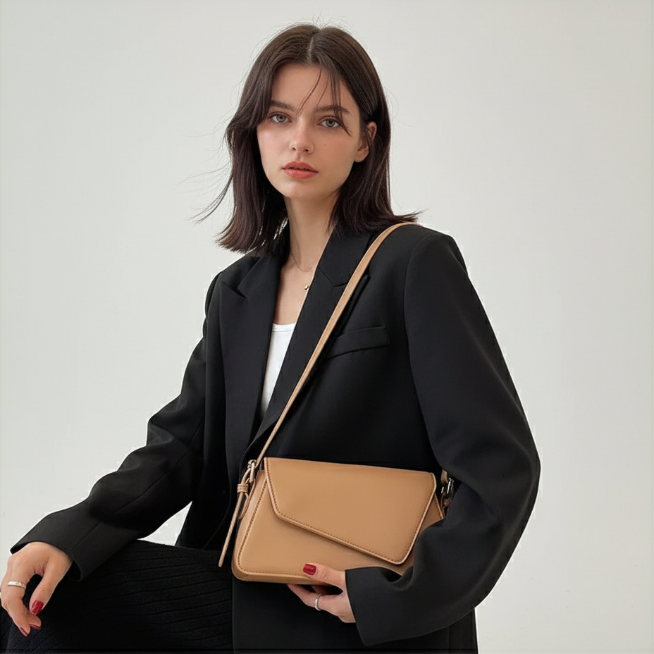 PU Leather Flap Crossbody Bag – Compact & Secure – For Day to Night