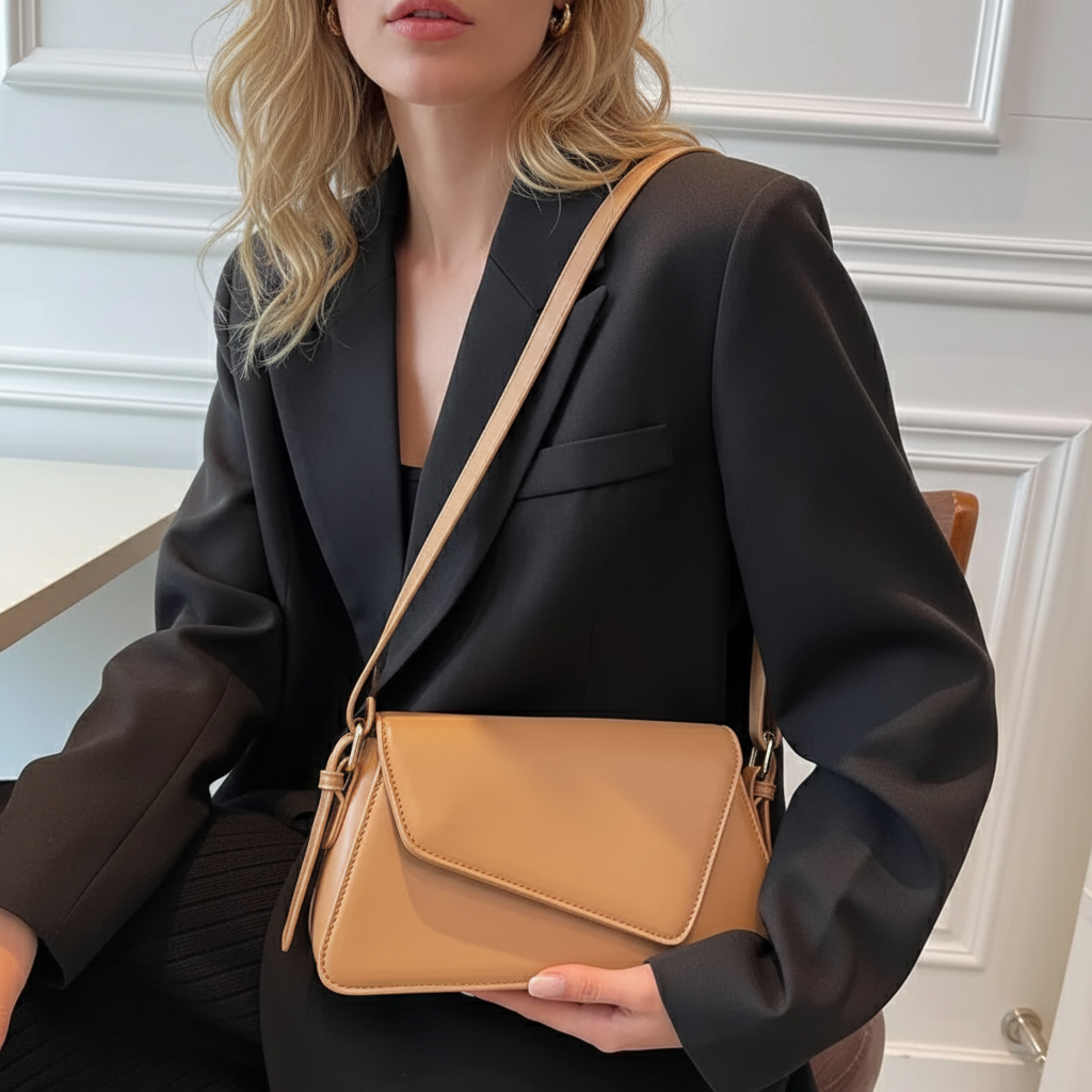 PU Leather Flap Crossbody Bag – Compact & Secure – For Day to Night