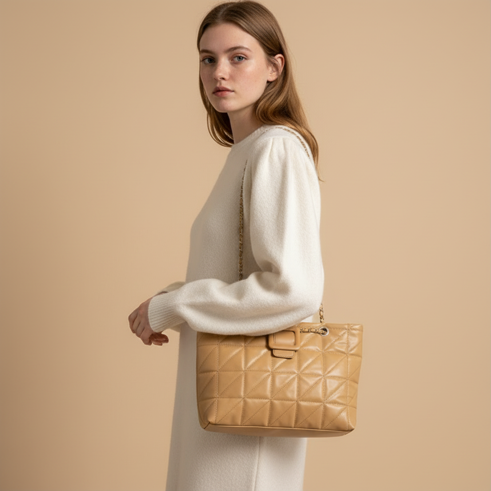 PU Leather Chain Shoulder Bag – Chic Detail – For Day to Night