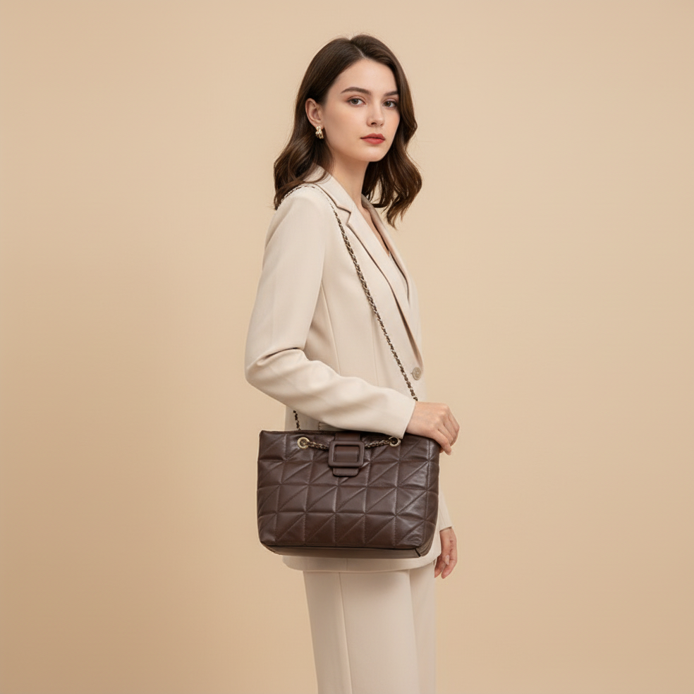 PU Leather Chain Shoulder Bag – Chic Detail – For Day to Night