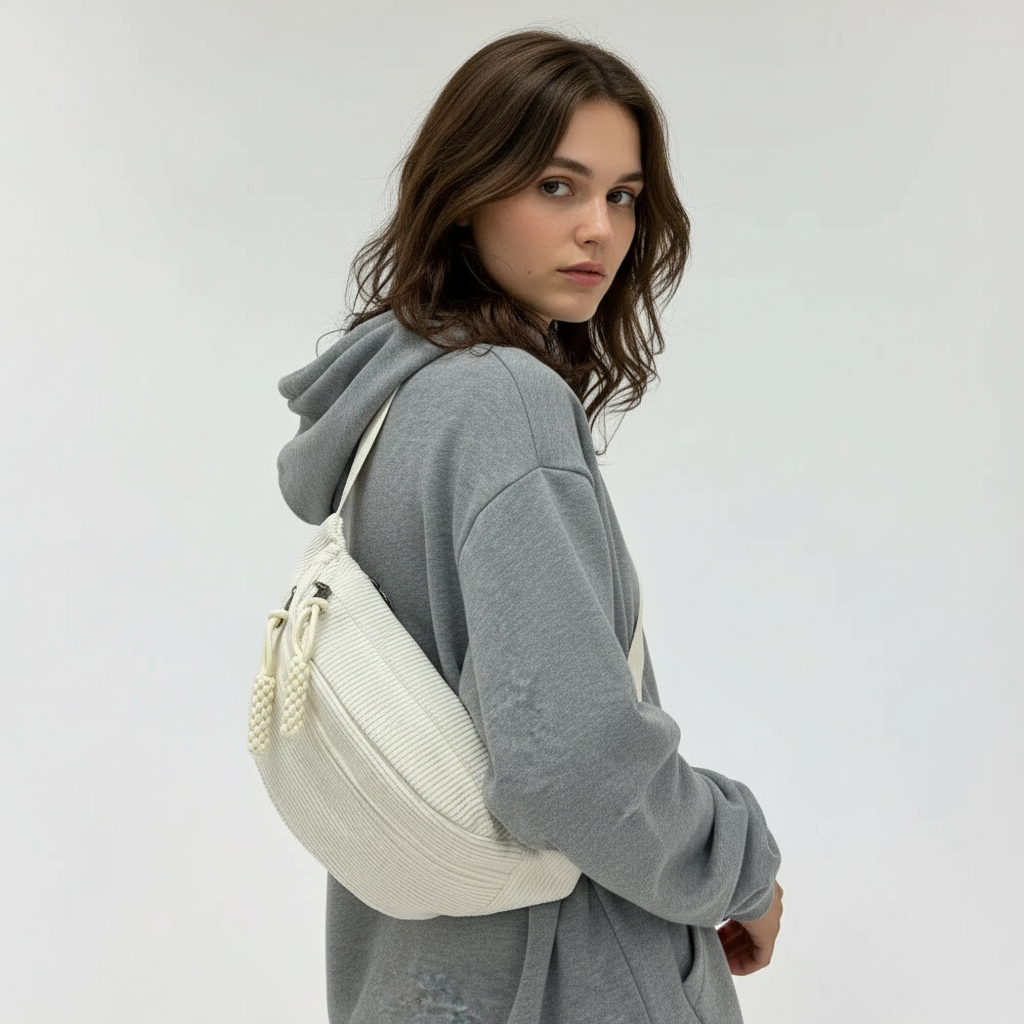 Corduroy Crossbody Belt Bag – Hands-Free – For Street Style Days