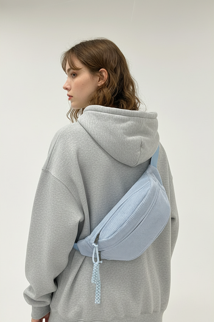 Corduroy Crossbody Belt Bag – Hands-Free – For Street Style Days