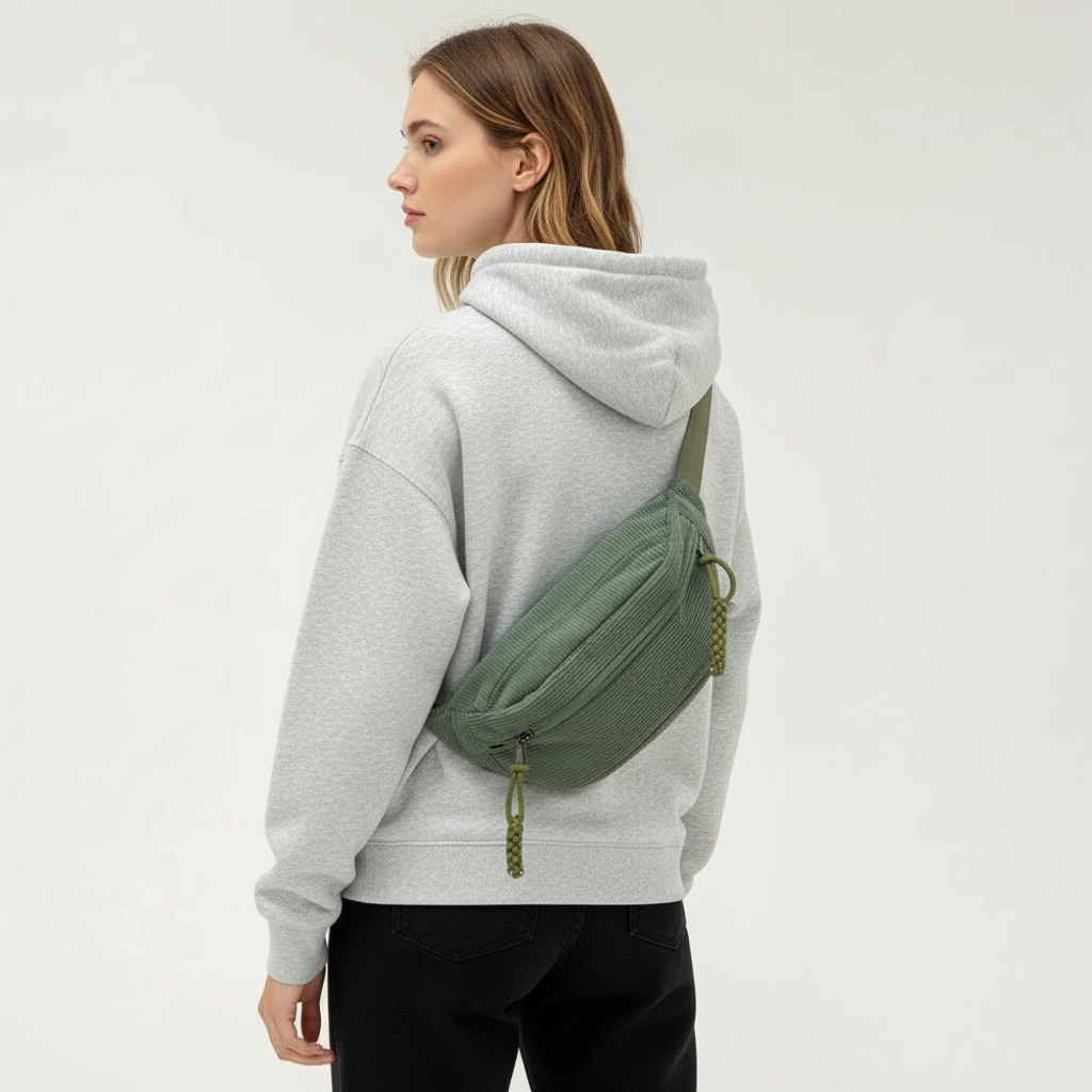 Corduroy Crossbody Belt Bag – Hands-Free – For Street Style Days