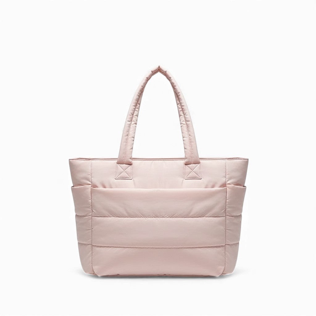 Pink tote bag on a white background