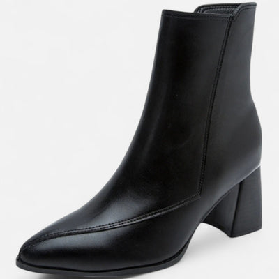 Women's Pointed Toe Slim Boots - Slender Silhouette, Timeless Elegance