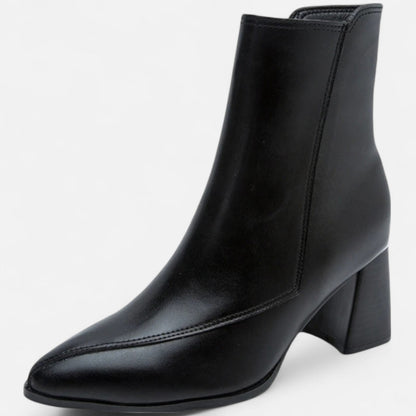 Women's Pointed Toe Slim Boots - Slender Silhouette, Timeless Elegance