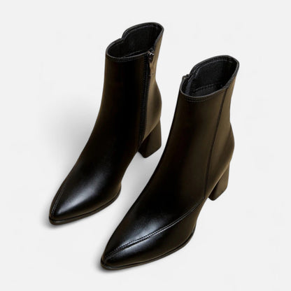 Women's Pointed Toe Slim Boots - Slender Silhouette, Timeless Elegance