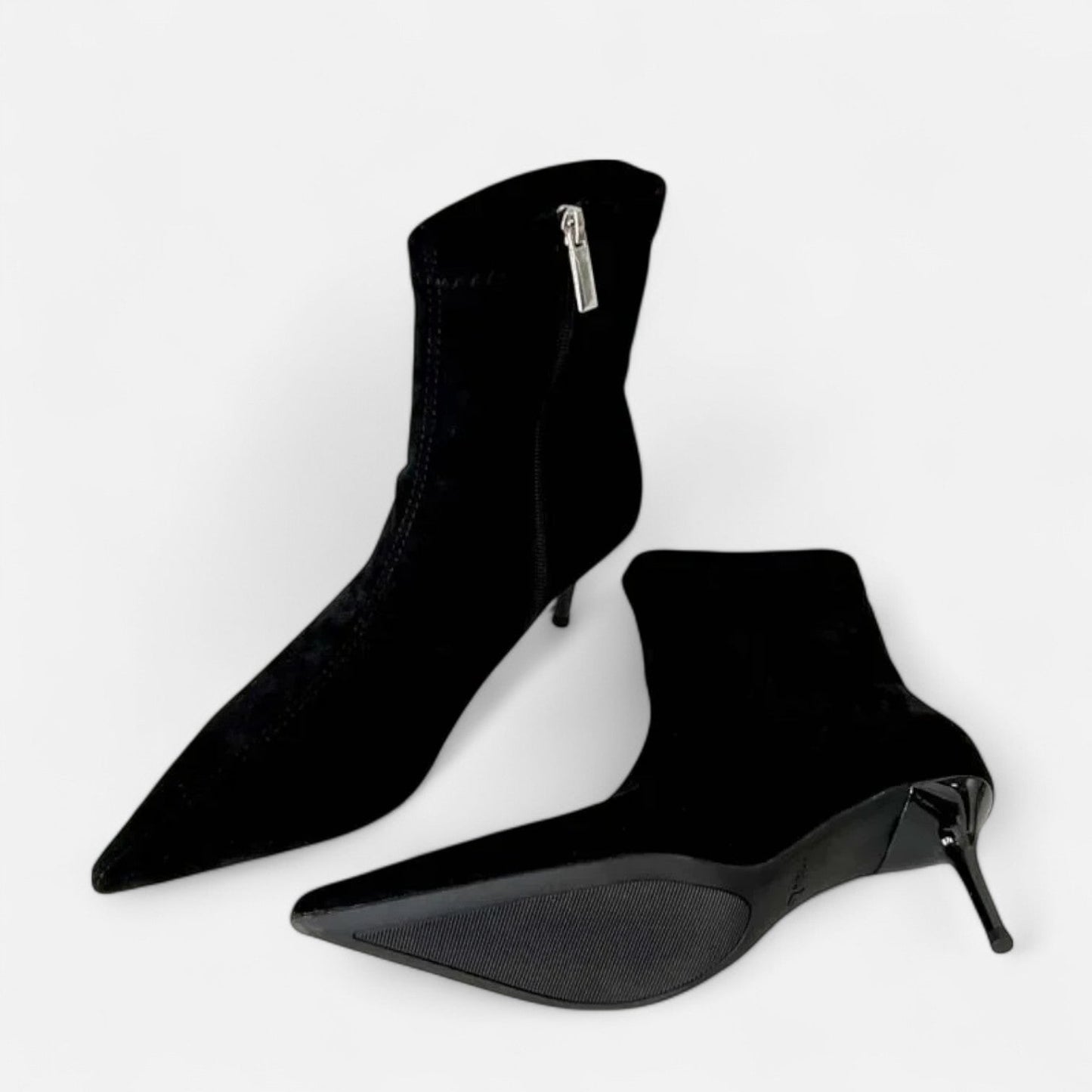 Women's Pointed Toe Ankle Boots with a Small Thin Heel - Statement Silhouette, Sensual Elegance
