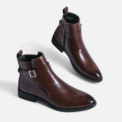 Men's Pointed Toe Leather Chelsea Boots - Sharp Elegance, Urban Spirit