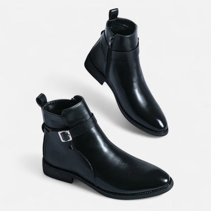 Men's Pointed Toe Leather Chelsea Boots - Sharp Elegance, Urban Spirit