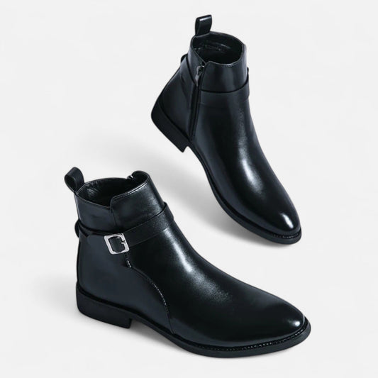 Men's Pointed Toe Leather Chelsea Boots - Sharp Elegance, Urban Spirit