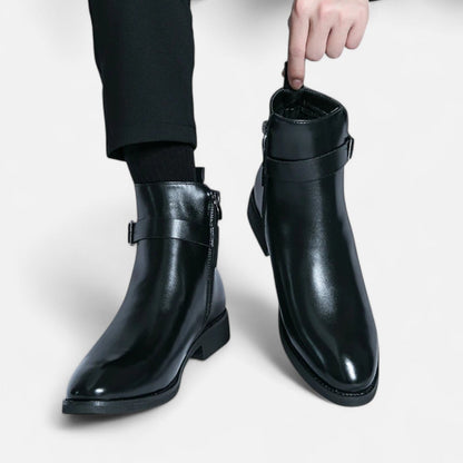 Men's Pointed Toe Leather Chelsea Boots - Sharp Elegance, Urban Spirit