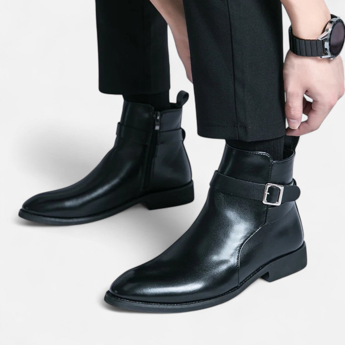 Men's Pointed Toe Leather Chelsea Boots - Sharp Elegance, Urban Spirit