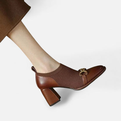 Women's Retro Round Toe Chunky Heel Ankle Boots - Vintage Look, Comfortable
