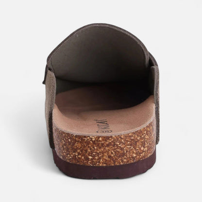 Women's Classic Suede Mules with Cork Sole - Natural Comfort, Casual Elegance